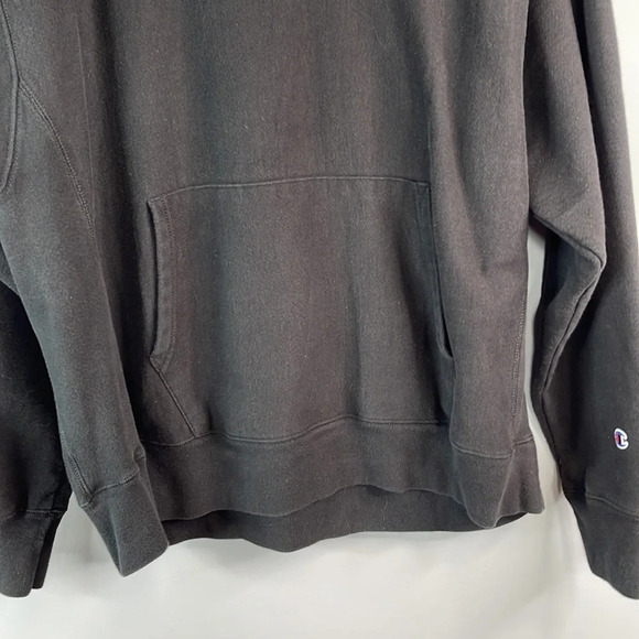 CHAMPION Mens Reverse Weave Black 3D Spellout Logo Hoodie Kangaroo Pocket XL - Picture 4 of 11